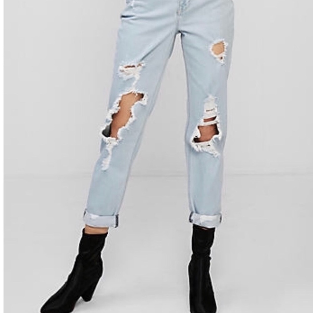 Express Girlfriend Destroyed Jeans